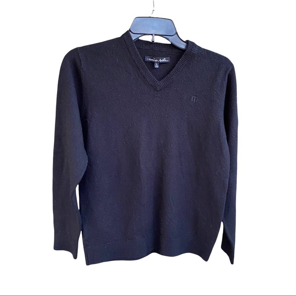Travis Mathew wool long sleeve V neck sweater size L fits M slim fit